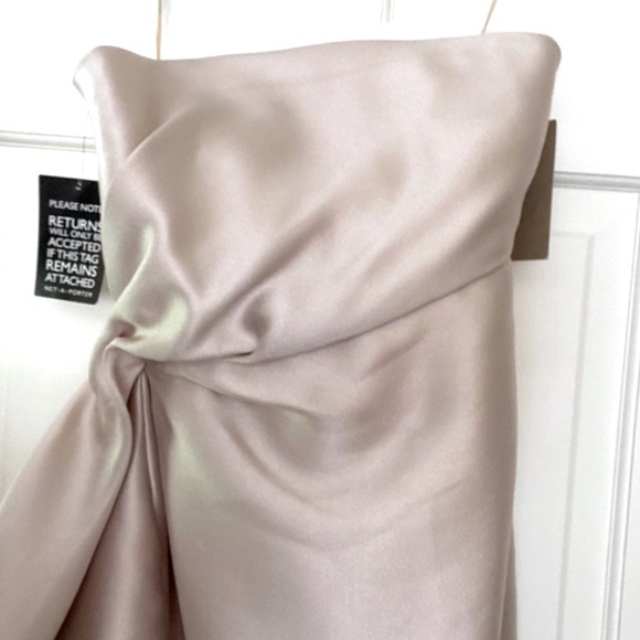 Reem Acra Draped Mikado Mini Dress | Size 6 | Neutral Champagne Color | $425 - Picture 9 of 9